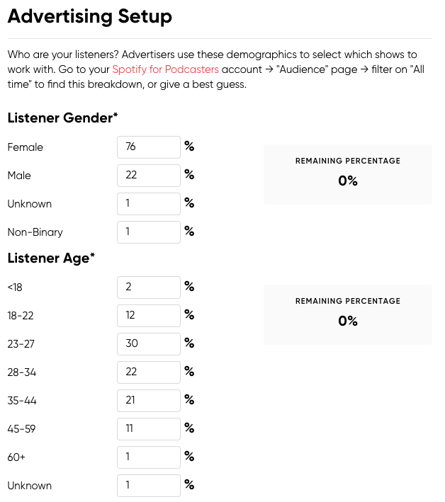 Share your listener demographics with brands and advertisers